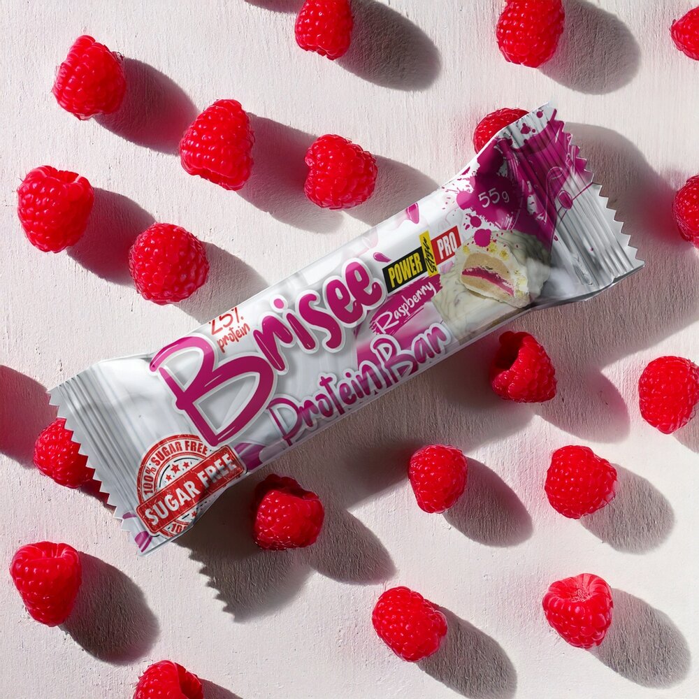 Батончик Power Pro Brisee Protein Bar 25% Sugar Free, 55 грам - Малина