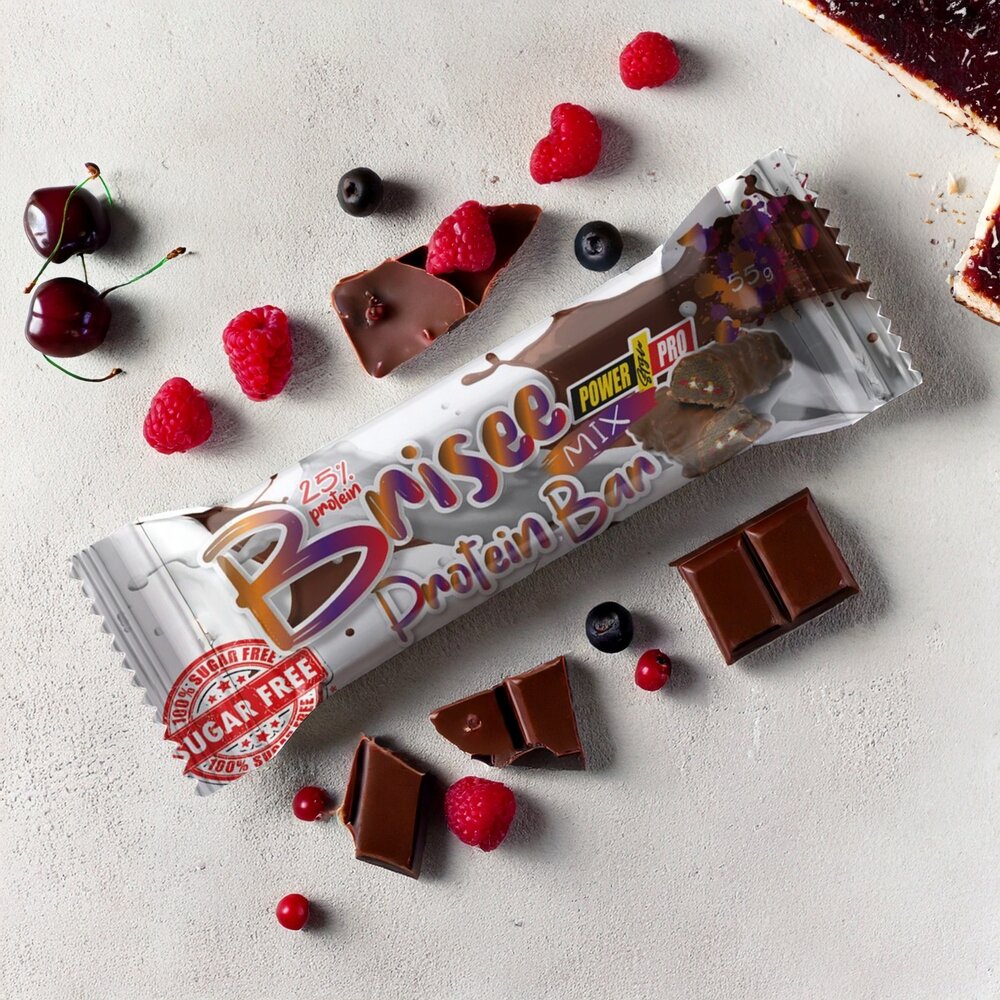Батончик Power Pro Brisee Protein Bar 25% Sugar Free, 55 грам - Мікс
