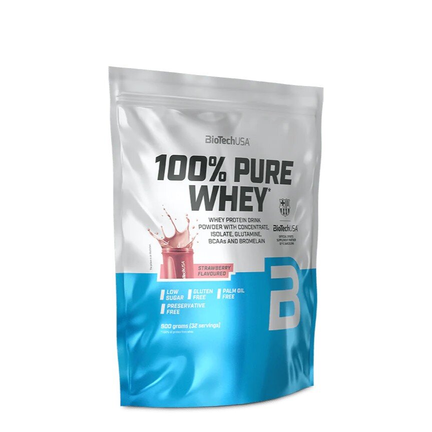 Сироватковий протеїн BioTech 100% Pure Whey, 900 грам - Полуниця
