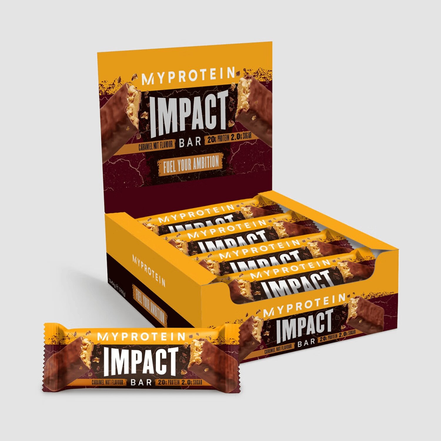 Батончик MyProtein Impact Protein Bar, 12*64 грам - Карамель-горіх