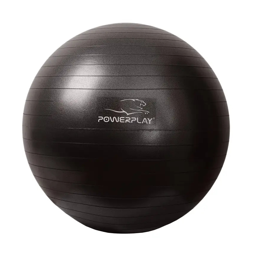 М'яч для фітнесу Power Play 4001 65 см, Black із насосом