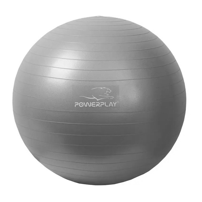 М'яч для фітнесу Power Play 4001 65 см, Grey із насосом