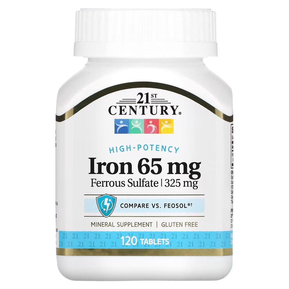 Залізо 21st Century Iron 65 mg High-Potency, 120 таблеток