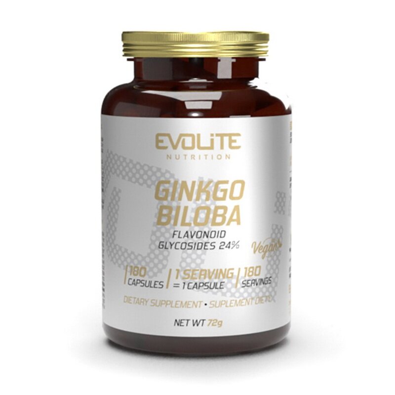 Екстракт гінкго білоба Evolite Nutrition Ginkgo Biloba, 180 вегакапсул для підтримки мозку