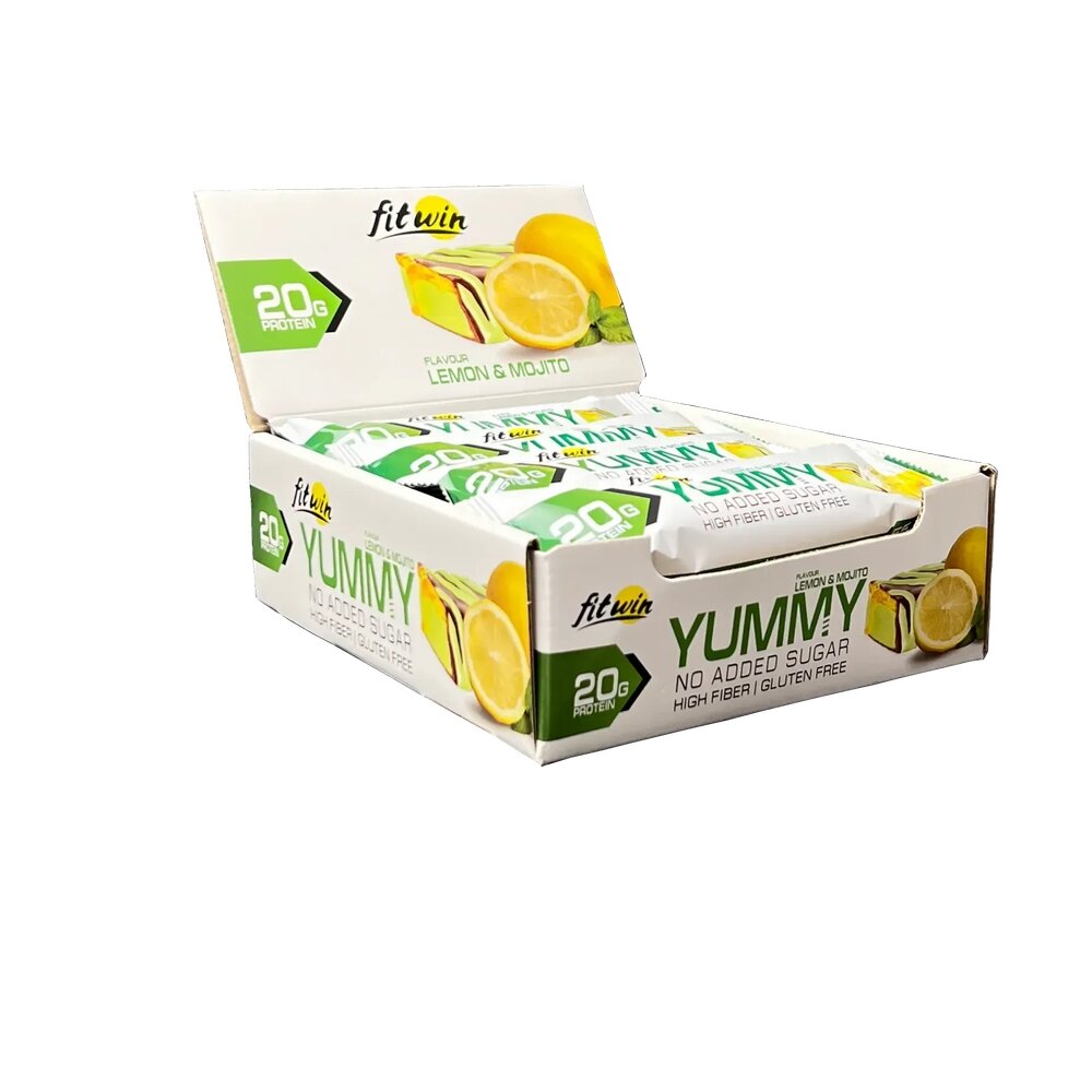 Батончик FitWin YUMMY Bar 36% no added sugar, 12*55 грам - Лимон-мохіто