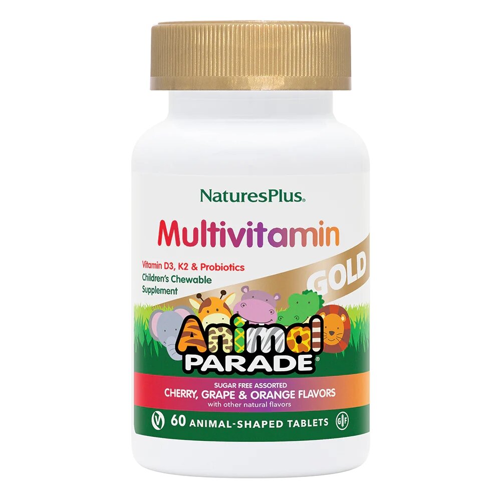 Вітаміни та мінерали Natures Plus Animal Parade Gold, 60 жувальних таблеток - Асорті