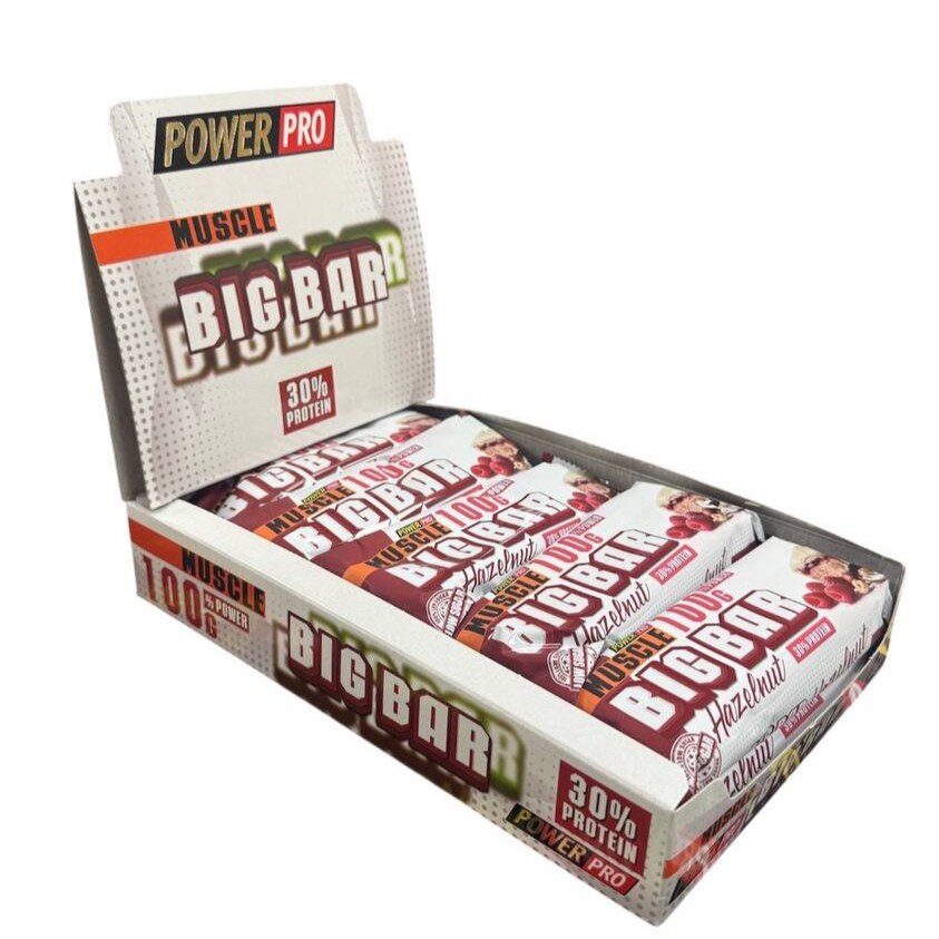 Батончик Power Pro Muscle Big Bar 30% Protein, 10*100 грам - Фундук