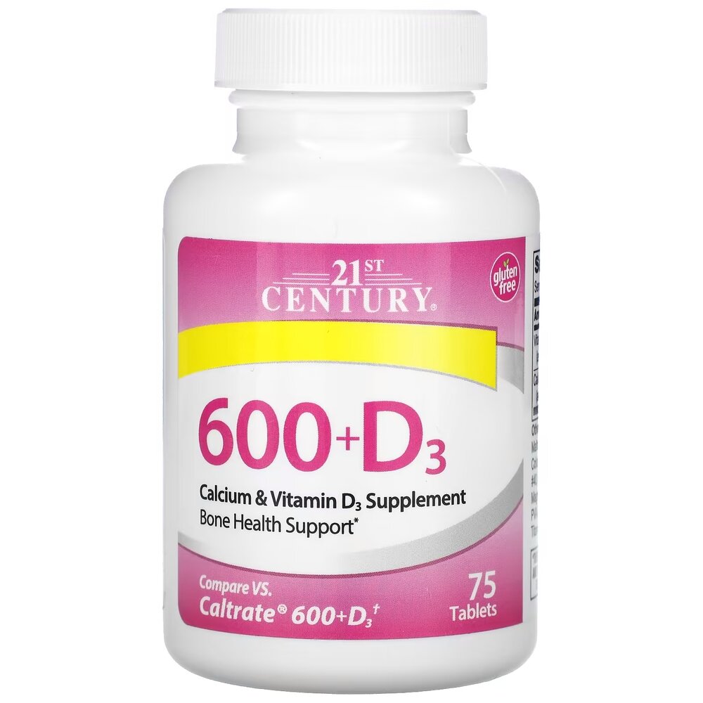 Вітаміни та мінерали 21st Century Calcium 600 mg + D3 800 IU, 75 каплет - Термін 09.26