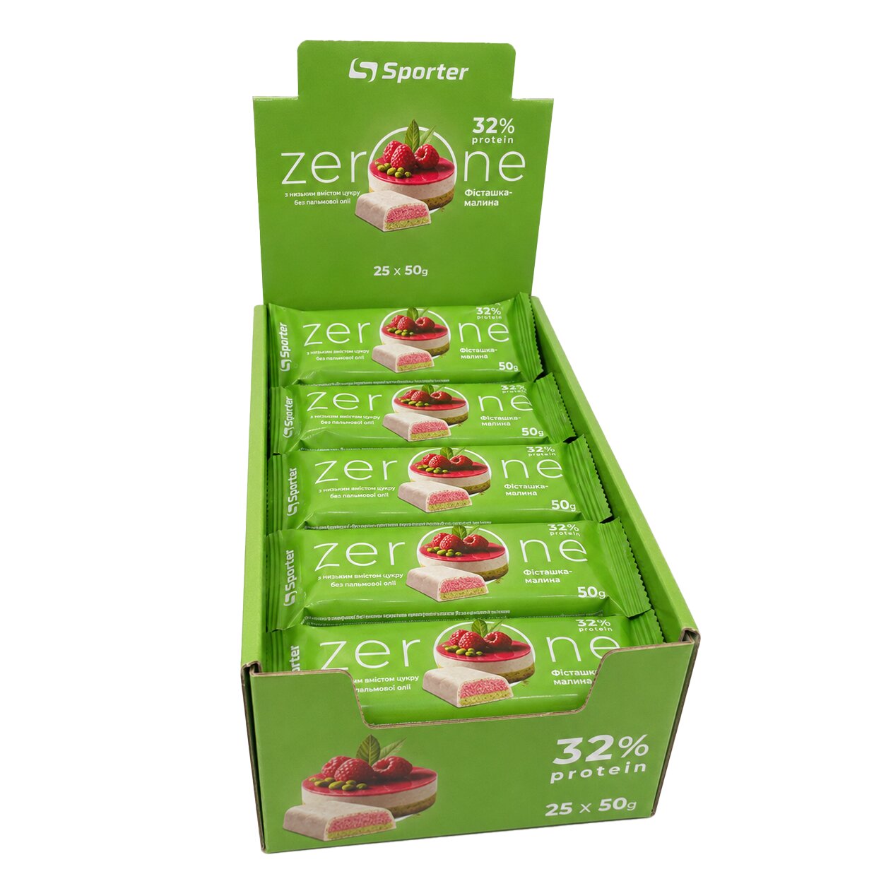 Батончик Sporter Zero One, 25*50 грам - Фісташка-малина