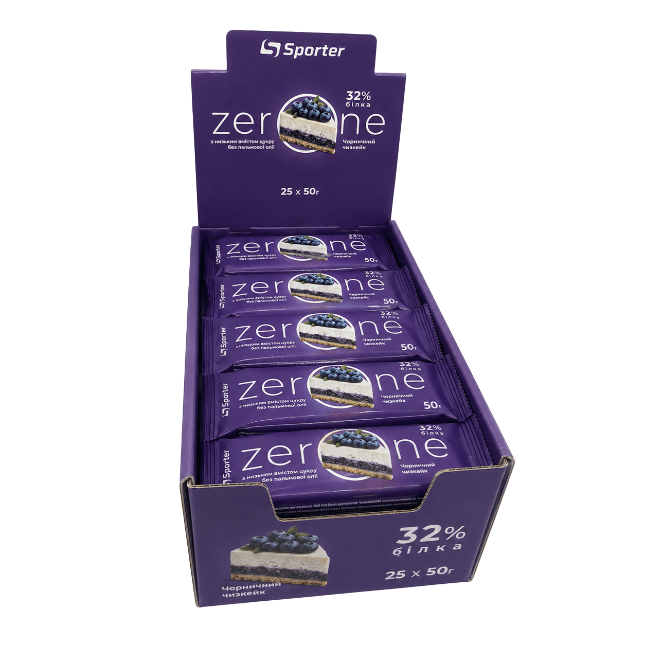 Батончик Sporter Zero One, 25*50 грам - Чорничний чізкейк
