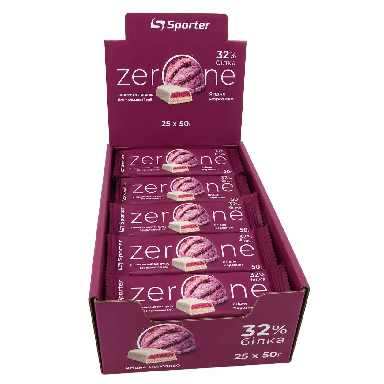 Батончик Sporter Zero One, 25*50 грам - Ягідне морозиво