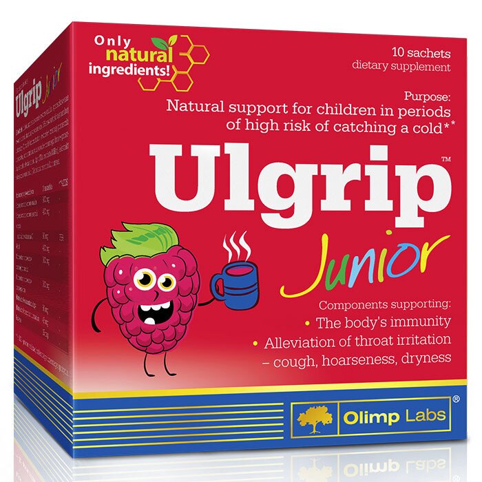 Екстракт ромашки, бузина, вітамін С Olimp Sport Nutrition Ulgrip Junior, 10*6.5 грам - Малина для дітей