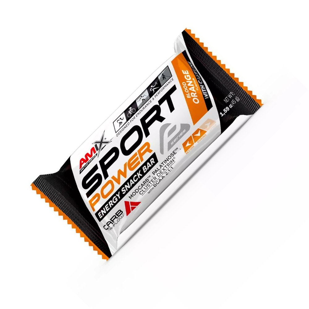 Батончик AMIX Sport Power with Caffeine, 45 грам - Червоний апельсин