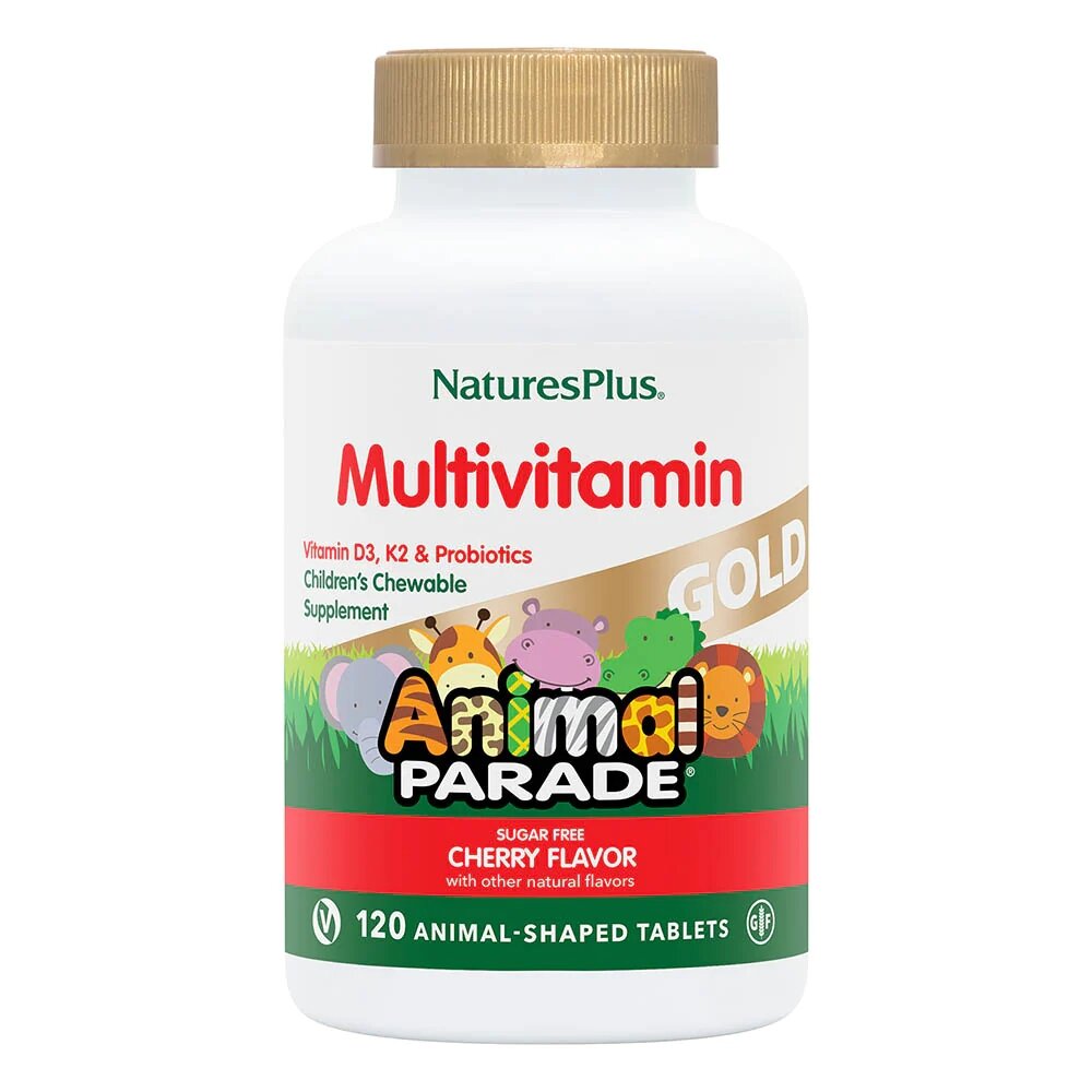 Вітаміни та мінерали Natures Plus Animal Parade Gold, 120 жувальних таблеток - Вишня