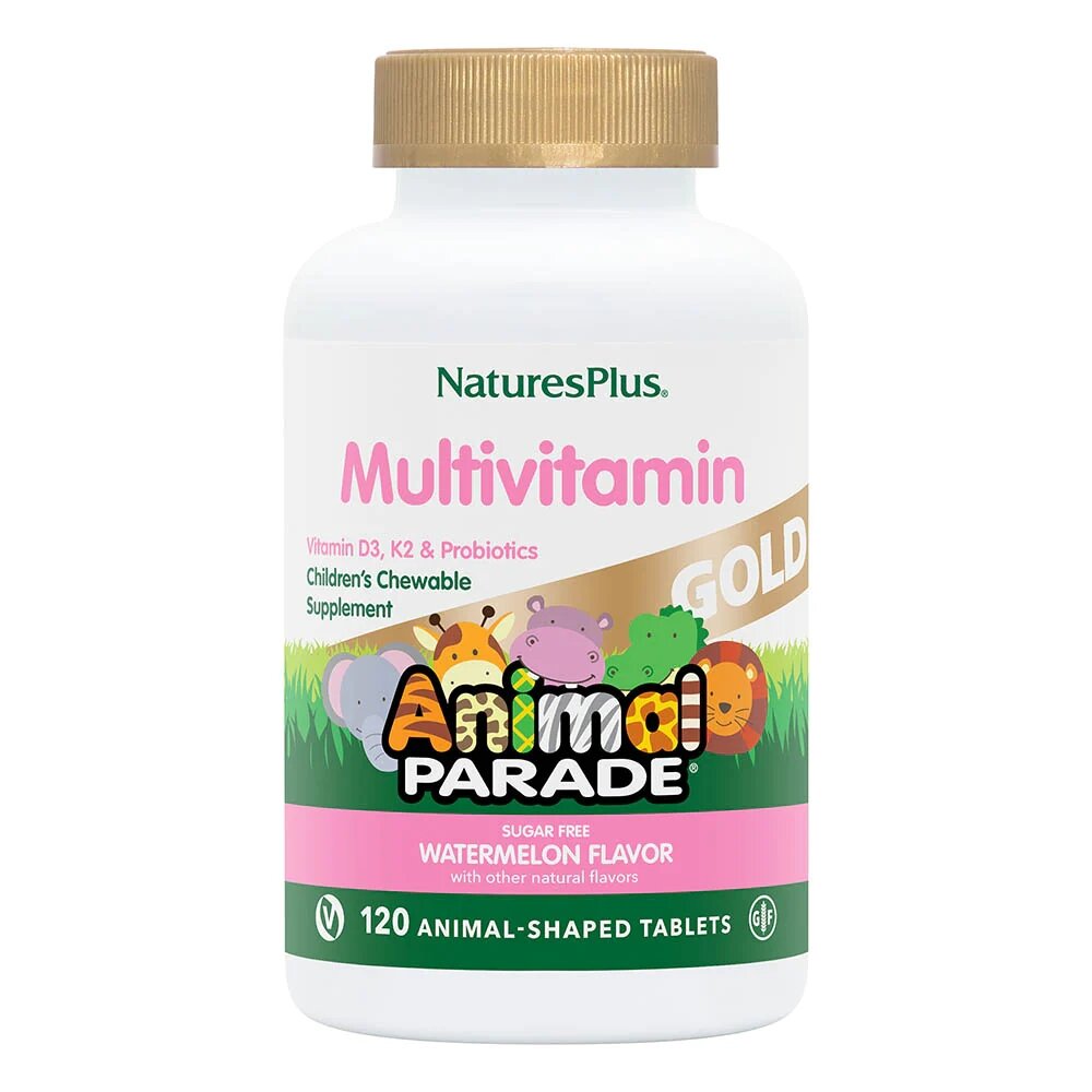 Вітаміни та мінерали Natures Plus Animal Parade Gold, 120 жувальних таблеток - Кавун