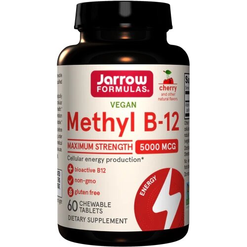 Вітаміни та мінерали Jarrow Formulas Vegan Methyl B-12 5000 mcg, 60 жувальних таблеток - Вишня