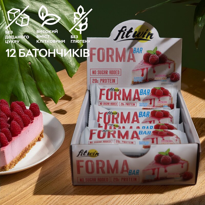 Батончик FitWin Forma Bar, 12x60 грамм - Малиновий чизкейк