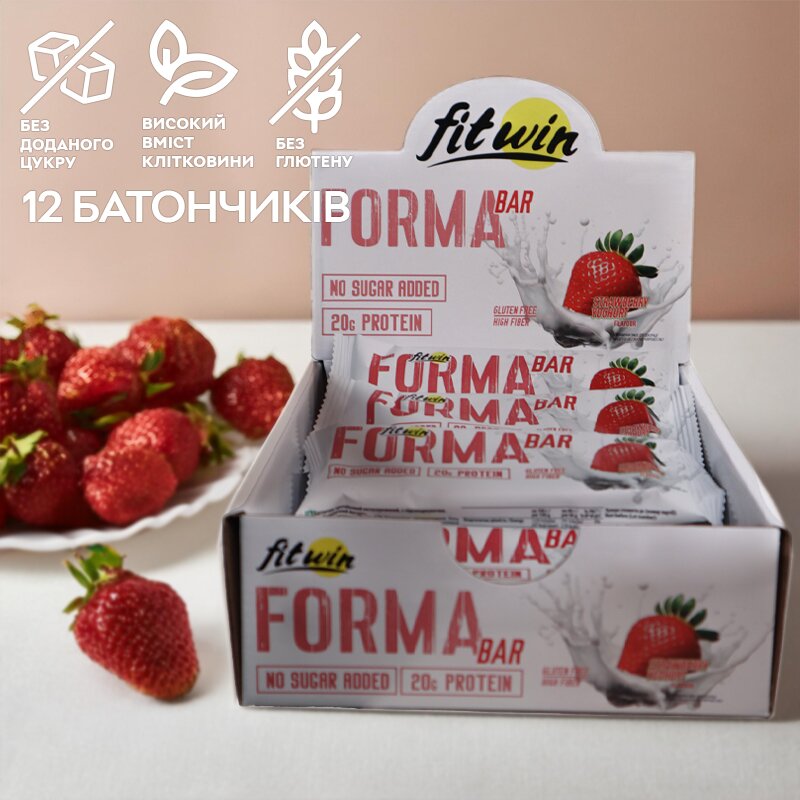 Батончик FitWin Forma Bar, 12x60 грамм - Полуниця