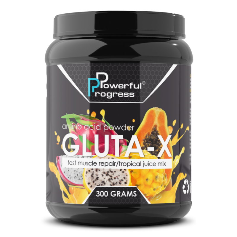 Амінокислота Powerful Progress L-Glutamine, 300 грам - Фруктовий пунш