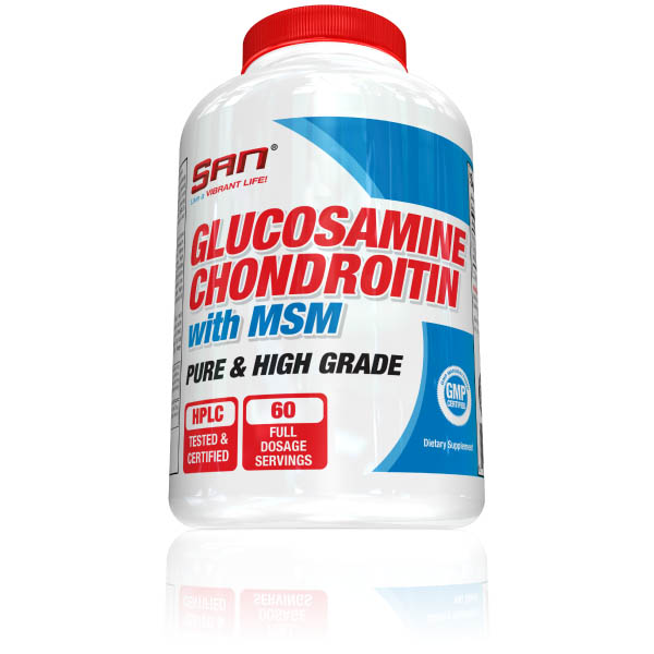 Препарат для суглобів і зв'язок SAN Glucosamine and Chondroitin with MSM, 180 таблеток