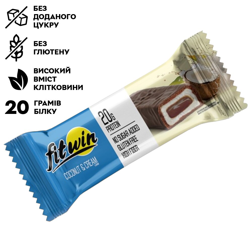 Протеїновий батончик FitWin Protein Bar 33%, 60 грам - Кокос з начинкою
