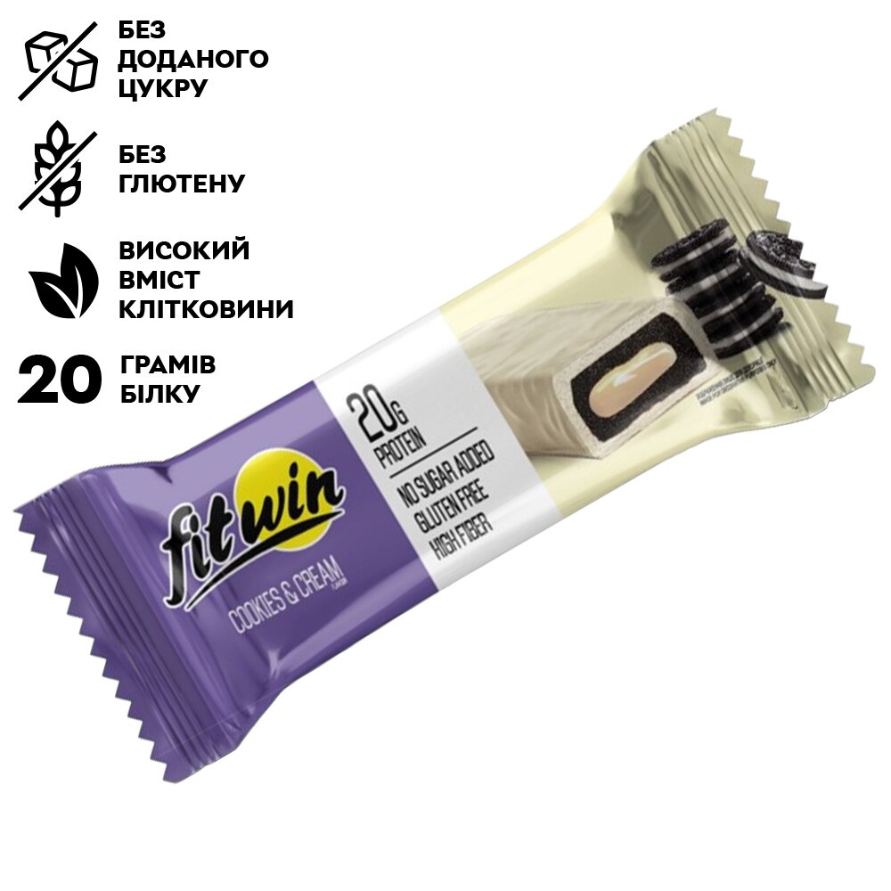 Протеїновий батончик FitWin Protein Bar 33%, 60 грам - Печиво-крем з начинкою