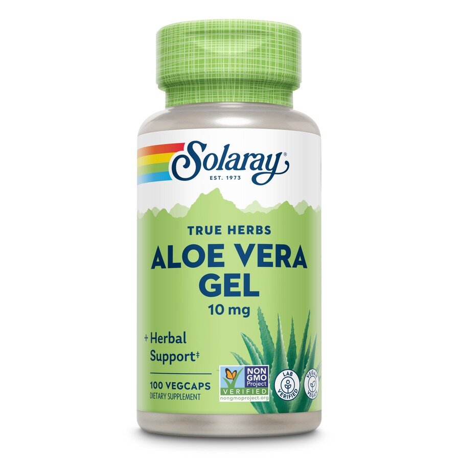 Натуральна добавка Solaray True Herbs Aloe Vera Gel 10 mg, 100 вегакапсул