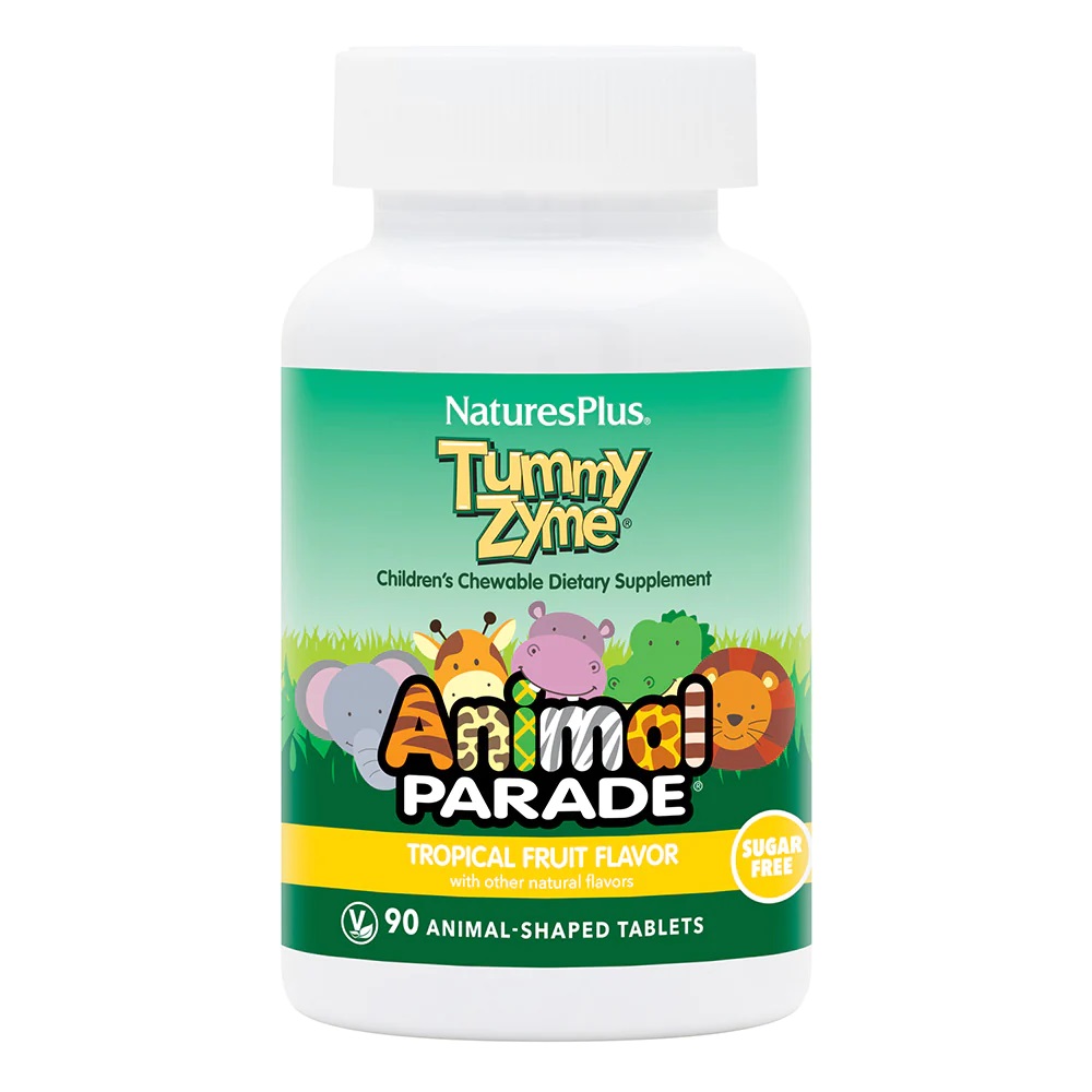 Пробіотики і пребіотики Natures Plus Animal Parade Children's Tummy Zume, 90 жувальних таблеток - Тропічні фрукти