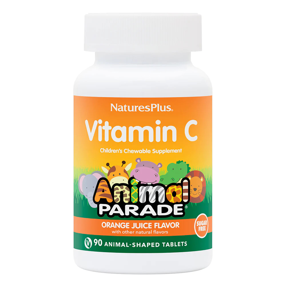 Вітаміни та мінерали Natures Plus Animal Parade Vitamin C Sugar-Free, 90 жувальних таблеток - Апельсин