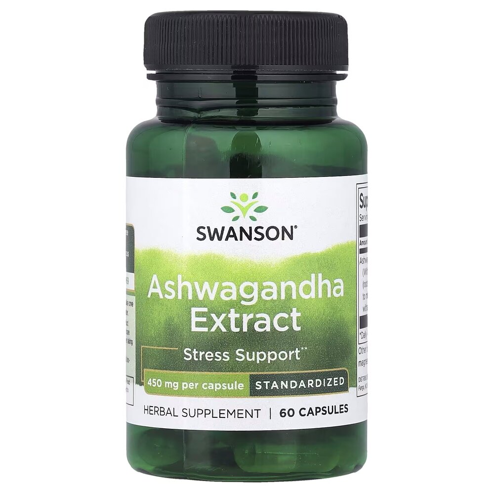 Екстракт ашваганди Swanson Ashwagandha Extract 450 mg, 60 капсул для нервової системи
