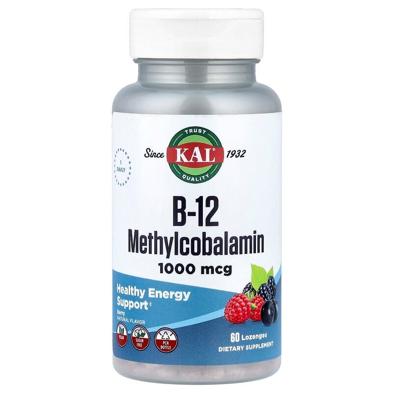 Метилкобаламін KAL B-12 Methylcobalamin 1000 mcg, 60 льодяників - Ягоди
