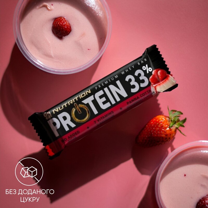 Батончик Go On Nutrition Protein 33%, 50 грам - Пана-кота-Полуниця
