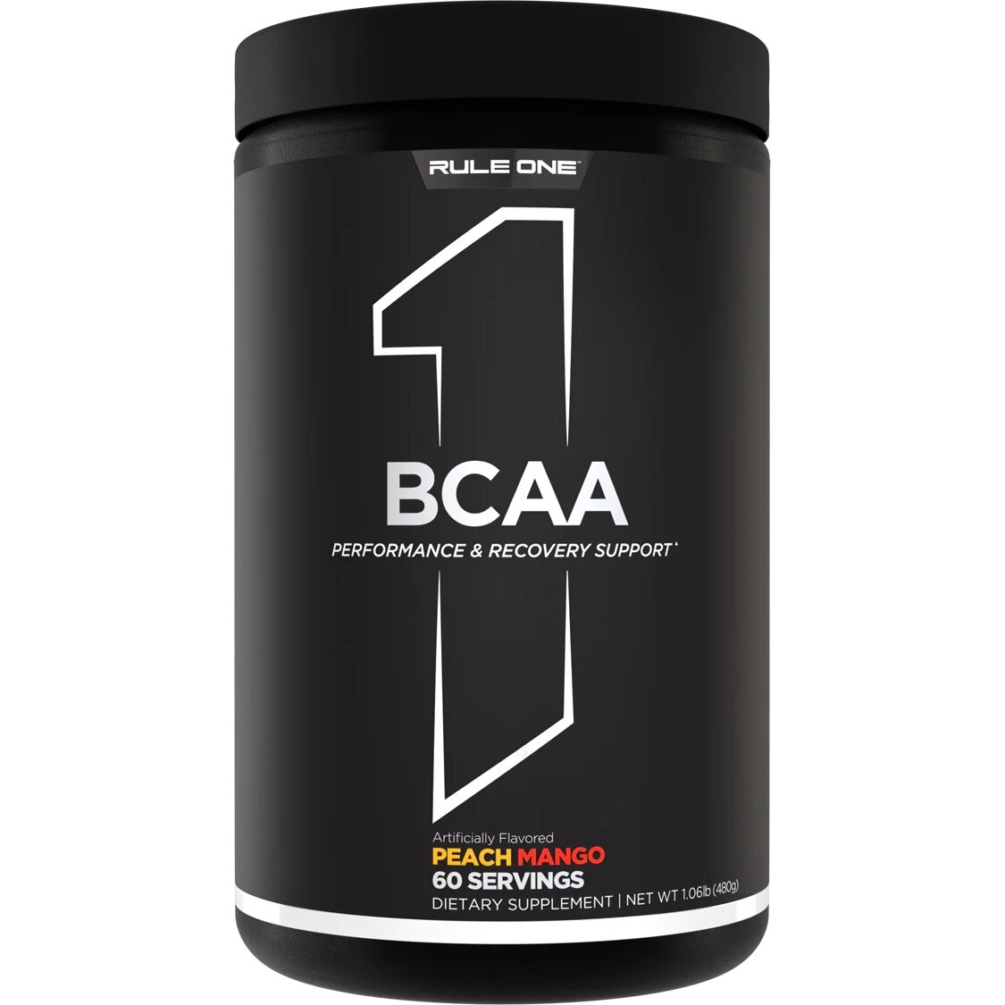 Амінокислота BCAA Rule 1 BCAA, 60 порцій - 480 г Манго-персик