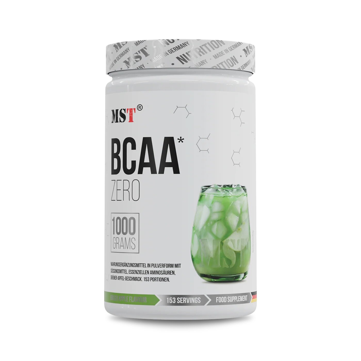 Амінокислоти MST Nutrition BCAA ZERO, 1 кг - Зелене яблуко