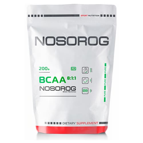 Амінокислота BCAA Nosorog BCAA 8:1:1, 200 грам