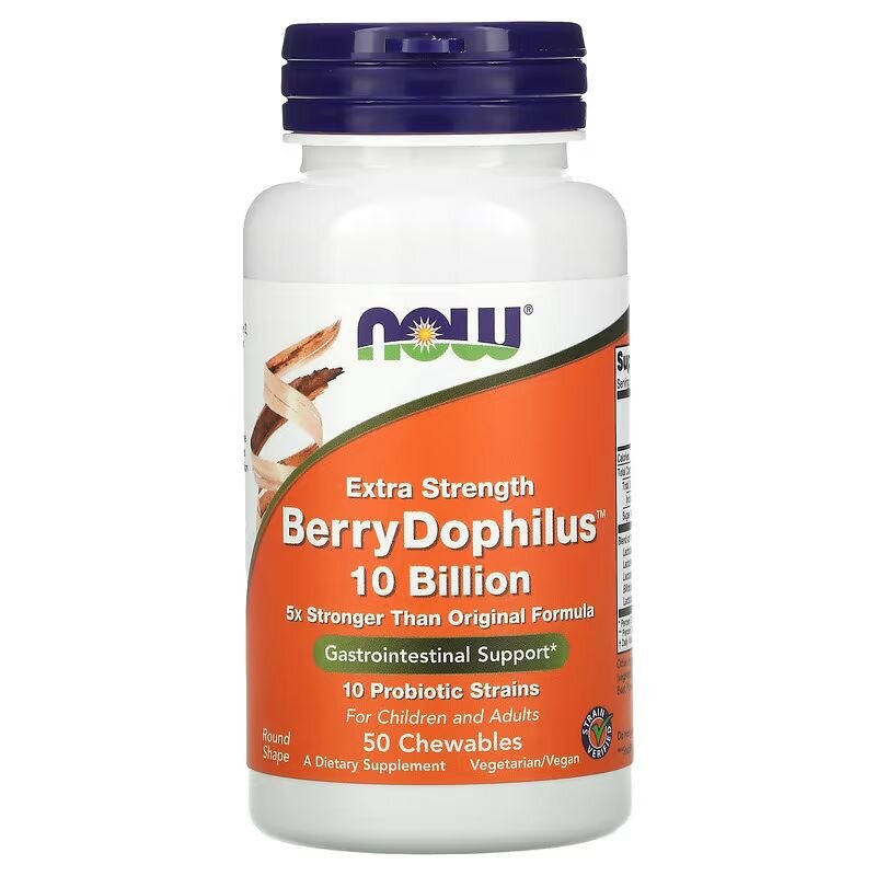 Пробіотики і пребіотики NOW BerryDophilus 10 Billion, 50 жувальних таблеток - Ягоди