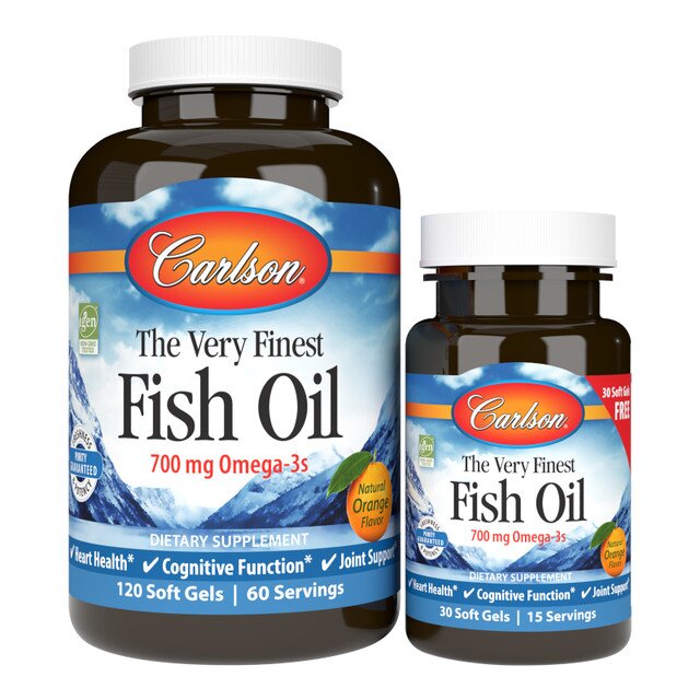 Жирні кислоти Carlson Labs The Very Finest Fish Oil 700 mg, 120+30 капсул - Апельсин