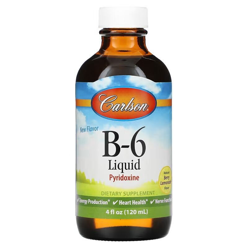 Вітаміни та мінерали Carlson Labs Vitamin B6 Liquid, 120 мл - Ягідний лимонад