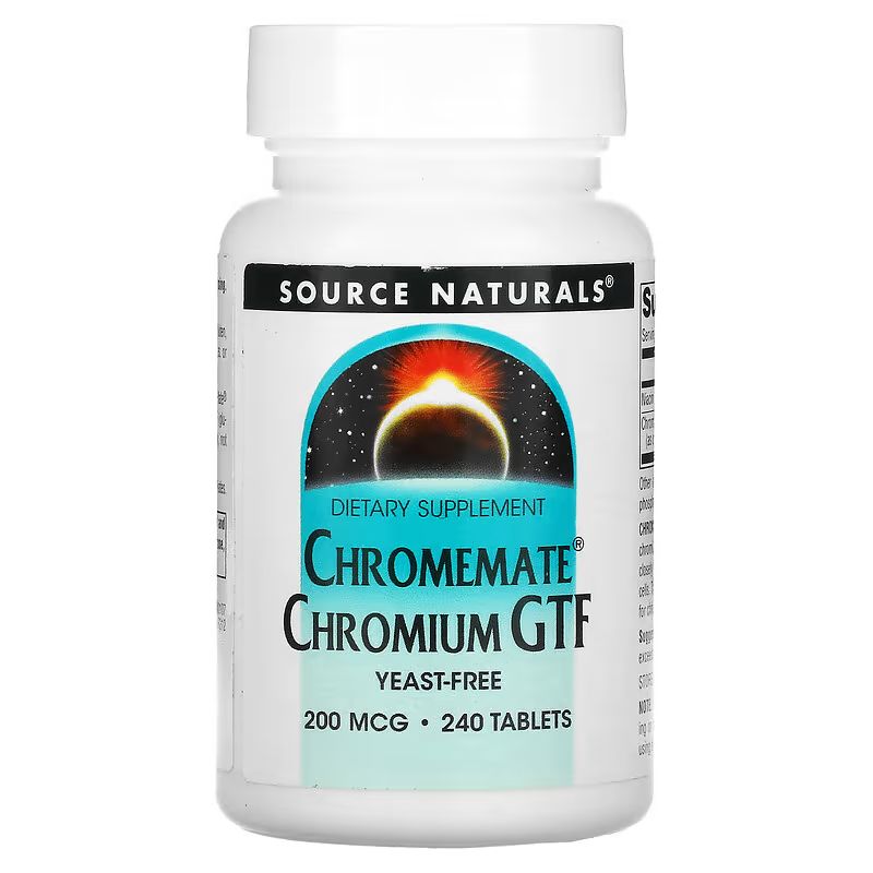 Вітаміни та мінерали Source Naturals Chromemate Chromium GTF 200 mcg Yeast-Free, 240 таблеток