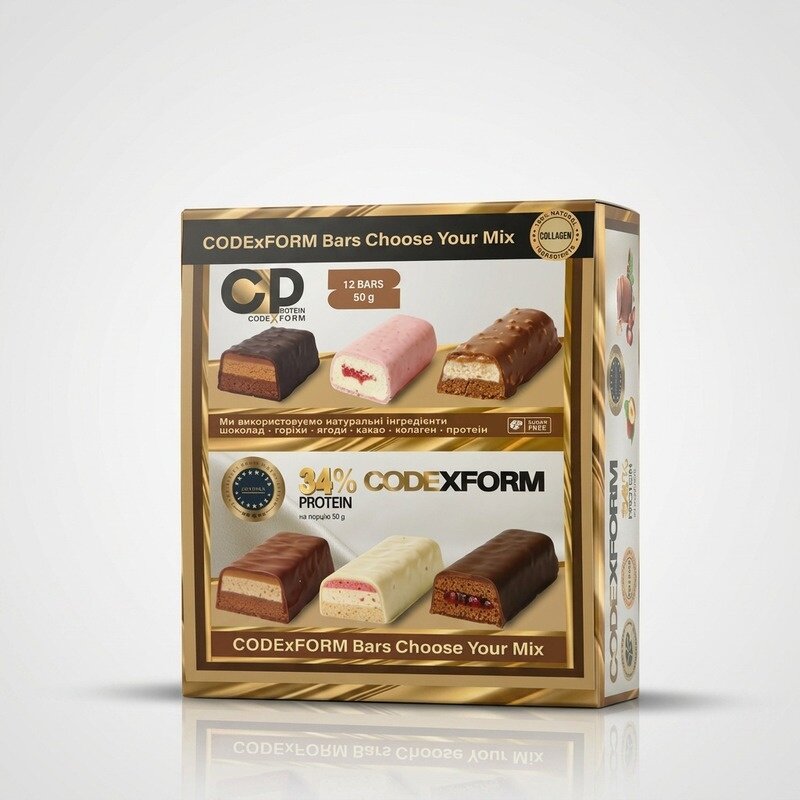 Мікс батончиків CODExFORM Protein Bar MIX, 12*50 грам
