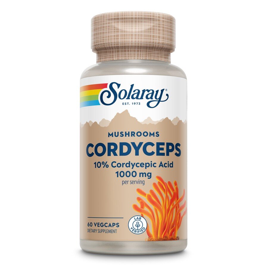 Екстракт кордицепса Solaray Cordyceps Mushroom 10% Cordycepic Acis 1000 mg, 60 вегакапсул
