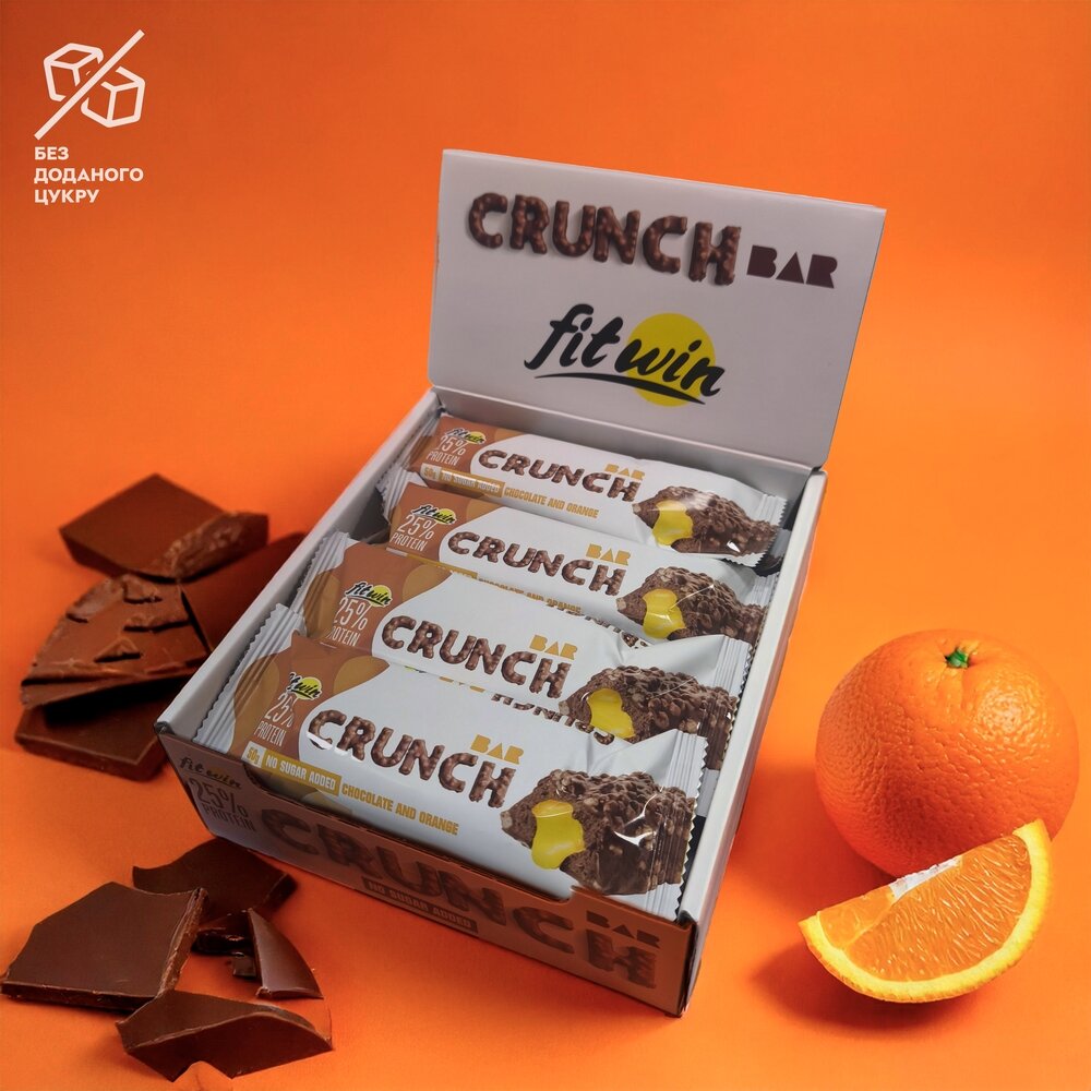Батончик FitWin Crunch Bar 25%, 12*50 грам - Шоколад-апельсин