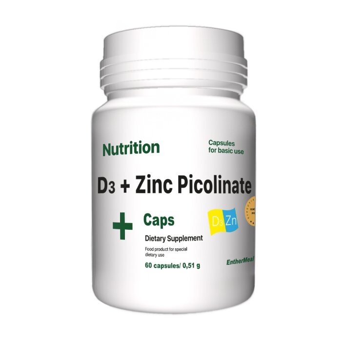 Вітаміни та мінерали EntherMeal D3 + Zinc Picolinate, 60 капсул