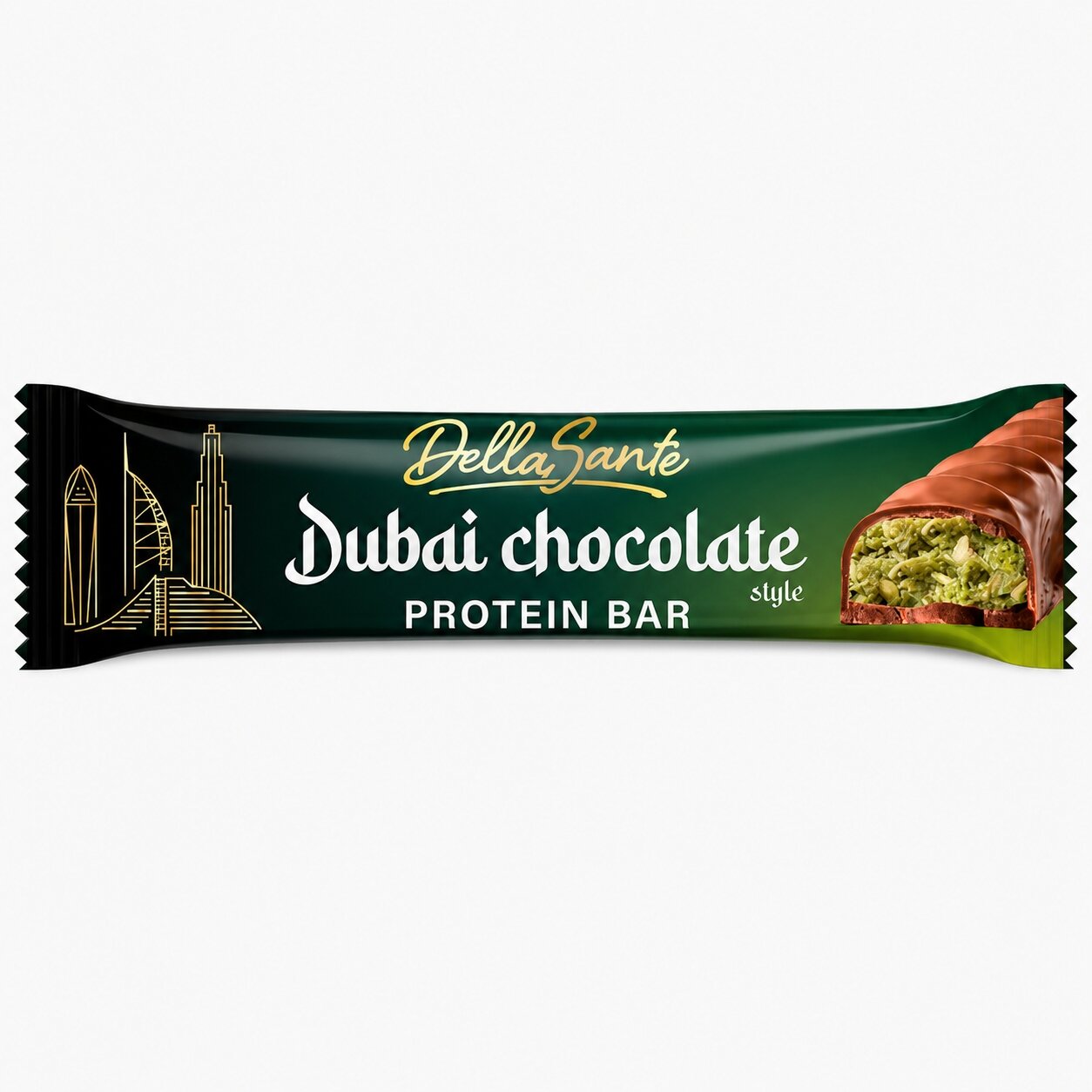 Батончик Della Sante Dubai Chocolate Style Protein Bar, 45 грам - Дубайский шоколад
