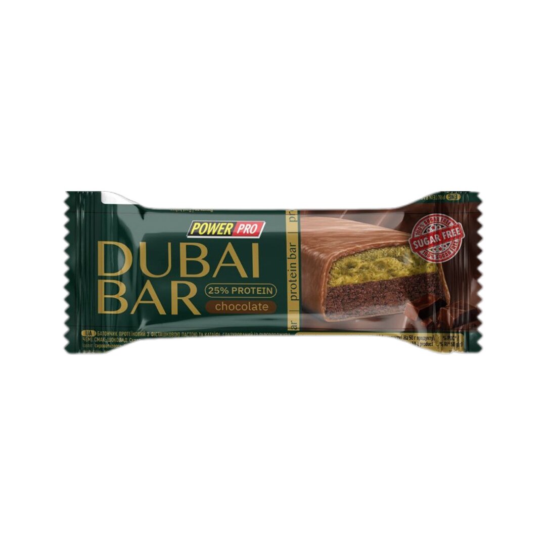 Батончик Power Pro Dubai Bar Sugar Free, 50 грам - Шоколад
