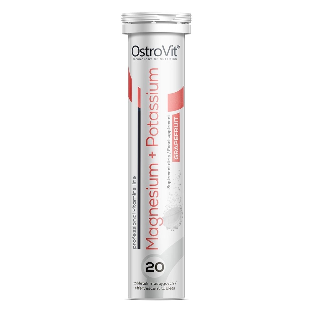 Вітаміни та мінерали OstroVit Magnesium + Potassium, 20 шипучих таблеток - Грейпфрут