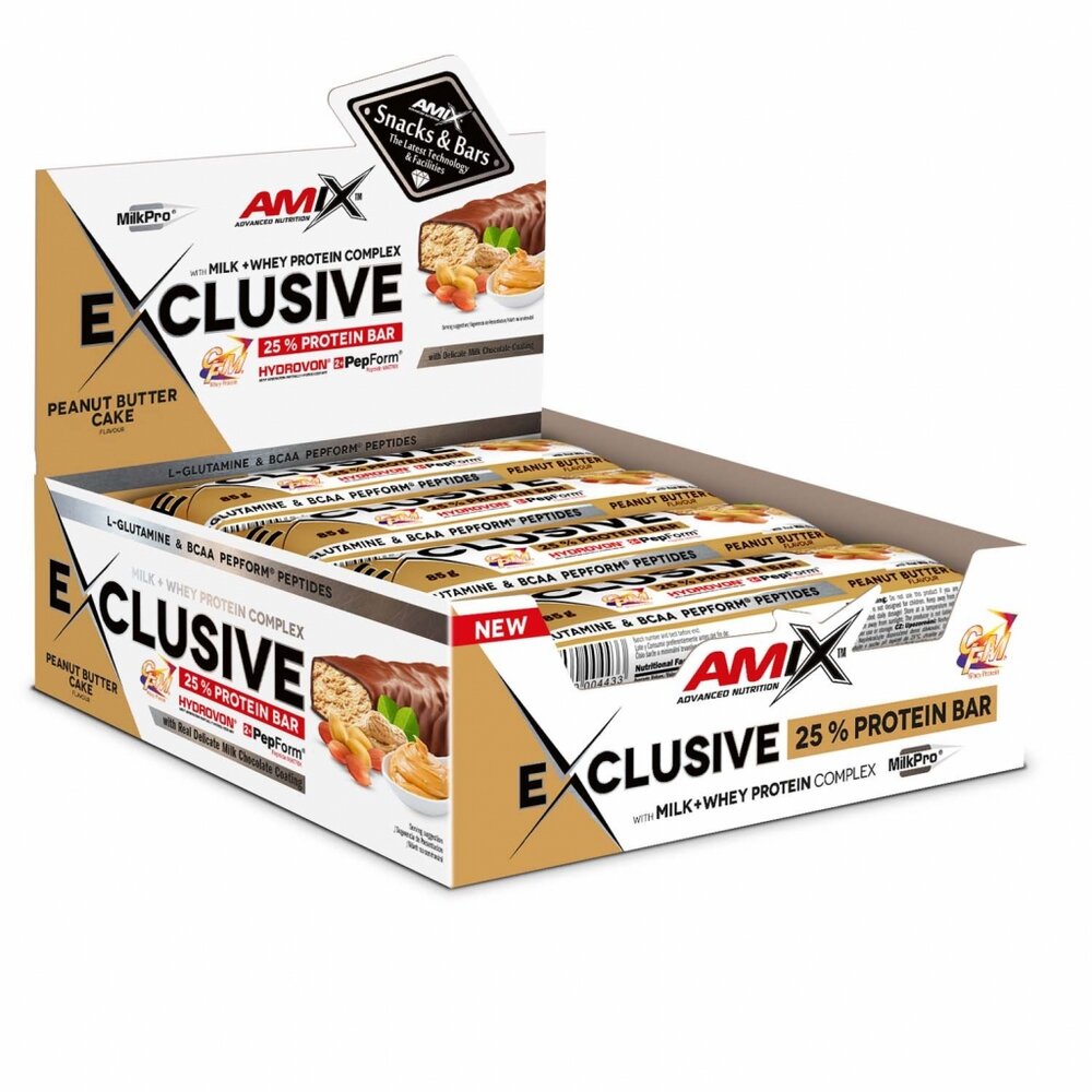 Батончик AMIX Exclusive Protein Bar, 12*85 грам - Торт з арахісової пастою