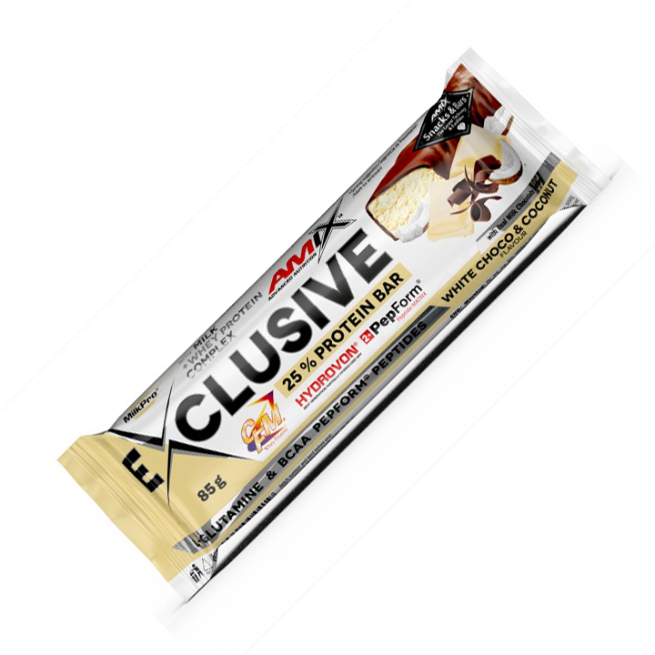 Батончик AMIX Exclusive Protein Bar, 85 грам - Білий шоколад-кокос