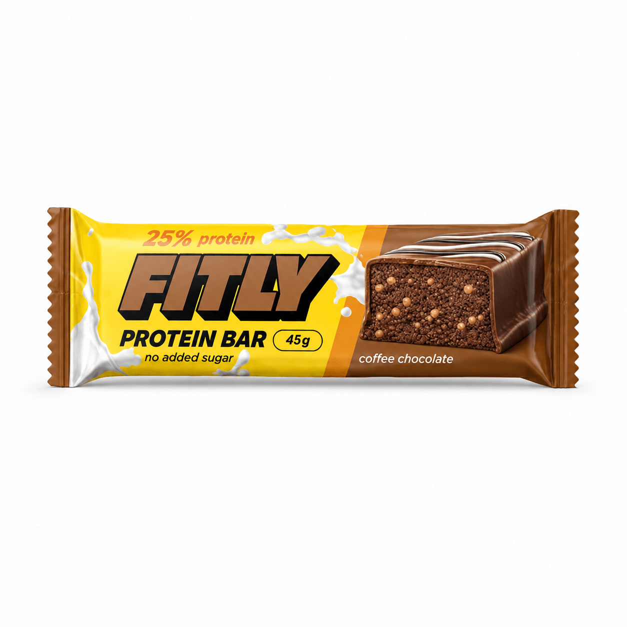 Протеїновий батончик Fitly Protein Bar 25% No Added Sugar, 45 грам - Кава-шоколад