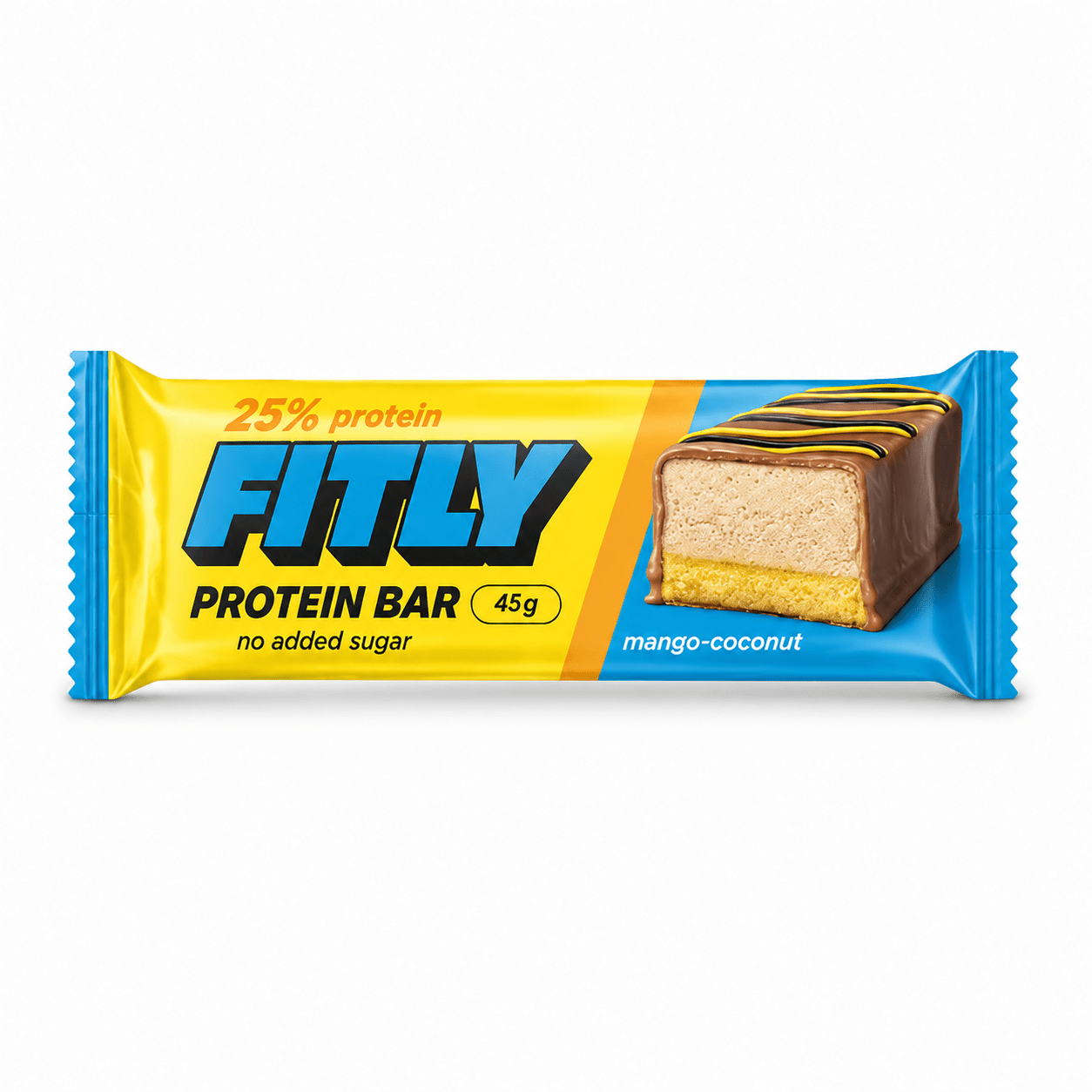 Протеїновий батончик Fitly Protein Bar 25% No Added Sugar, 45 грам - Кокос-манго